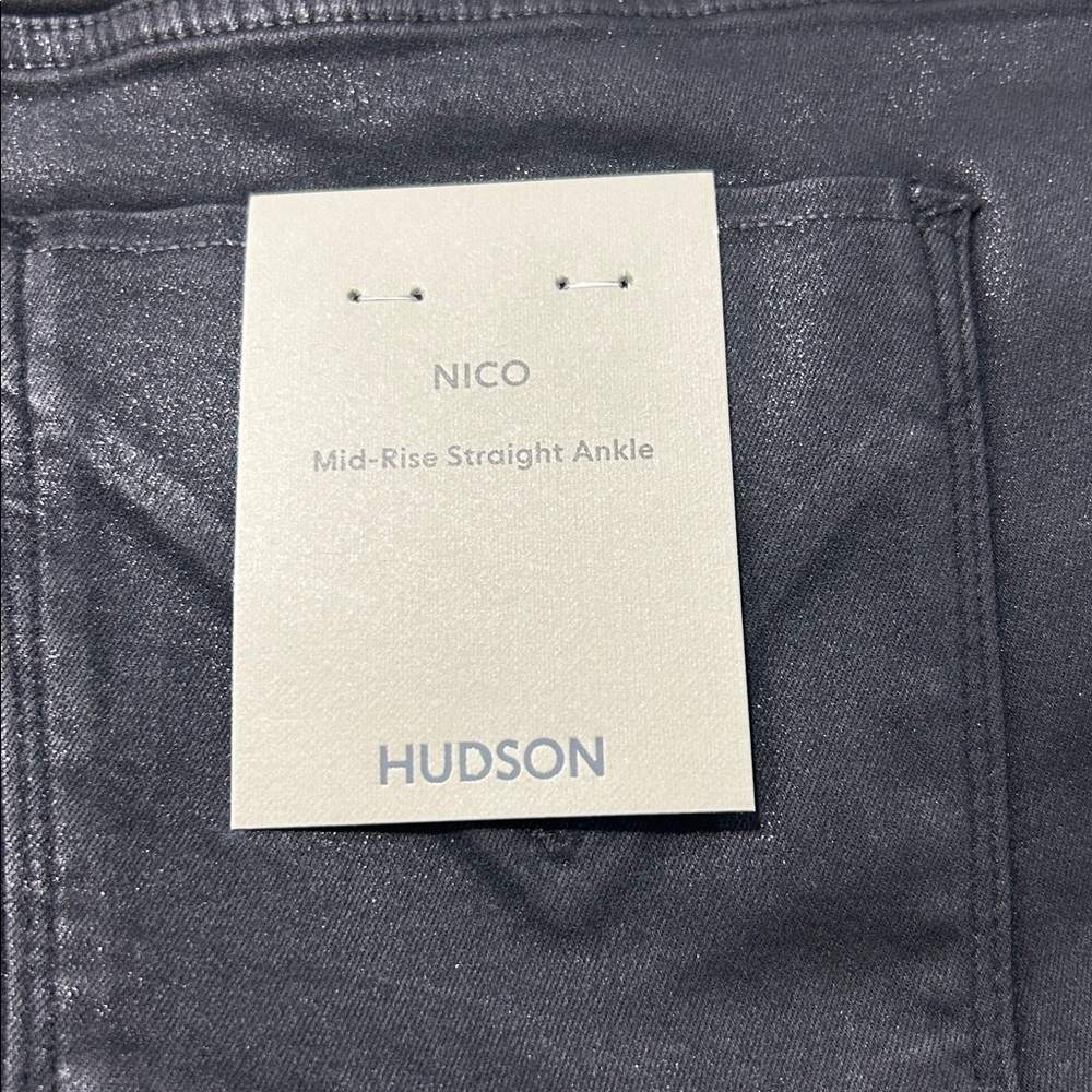 Hudson Jeans Womens Nico Mid-Rise White Straight Ankle Jean Coated Black Beauty - Picture 10 of 10